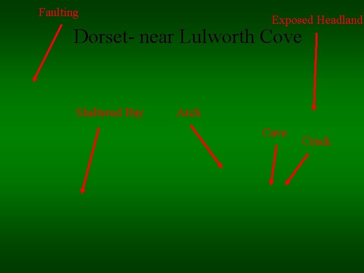 Faulting Exposed Headland Dorset- near Lulworth Cove Sheltered Bay Arch Cave Crack 