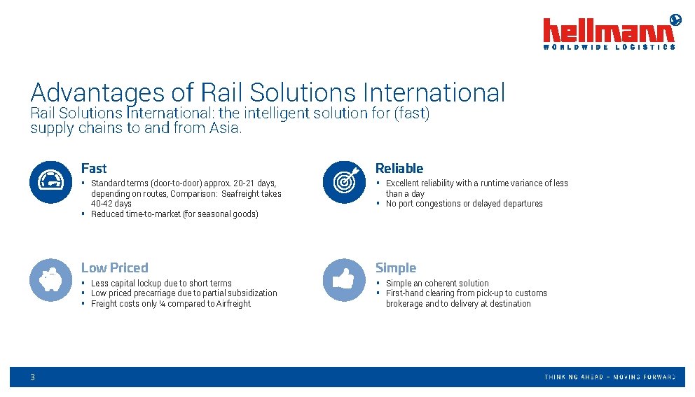 Advantages of Rail Solutions International: the intelligent solution for (fast) supply chains to and