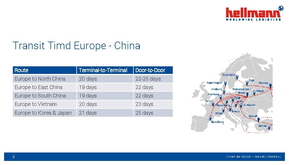 Transit Timd Europe - China 9 Route Terminal-to-Terminal Door-to-Door Europe to North China 20