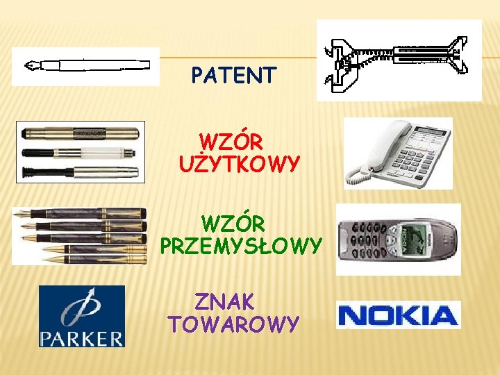 PATENT WZÓR UŻYTKOWY WZÓR PRZEMYSŁOWY ZNAK TOWAROWY 