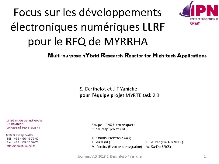 Focus sur les développements électroniques numériques LLRF pour le RFQ de MYRRHA Multi-purpose h.