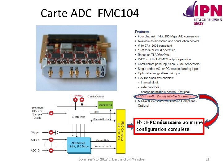 Carte ADC FMC 104 Pb : HPC nécessaire pour une configuration complète Journées VLSI