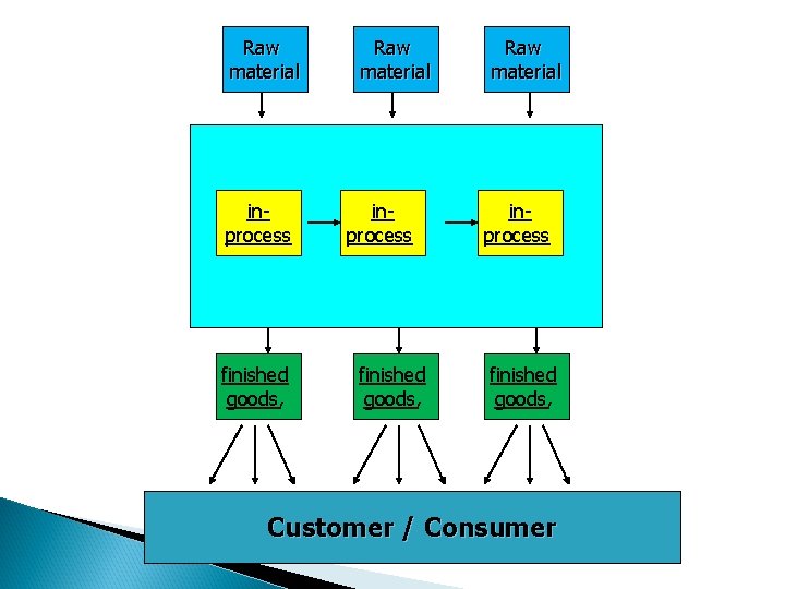 Raw material inprocess finished goods, Customer / Consumer 