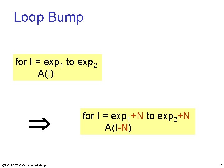 Loop Bump for I = exp 1 to exp 2 A(I) @HC 5 KK