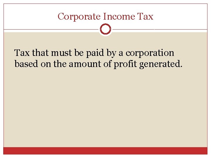 Corporate Income Tax that must be paid by a corporation based on the amount
