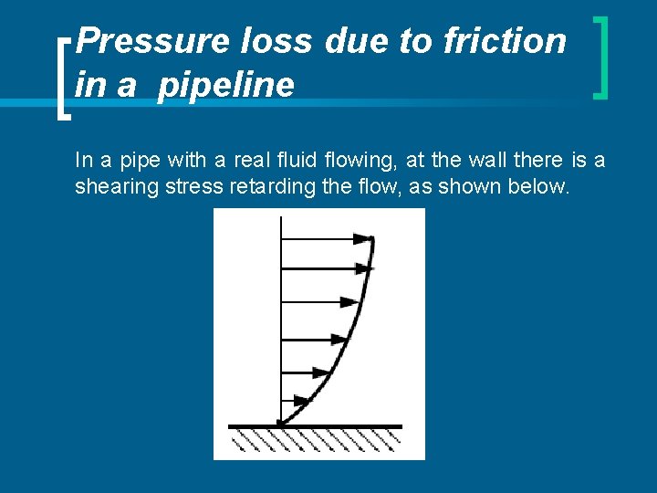 Pressure loss due to friction in a pipeline In a pipe with a real