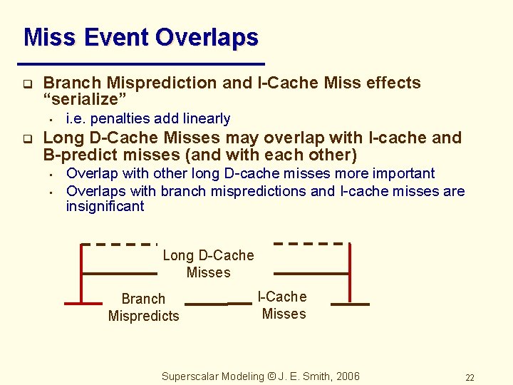 Miss Event Overlaps q Branch Misprediction and I-Cache Miss effects “serialize” • q i.