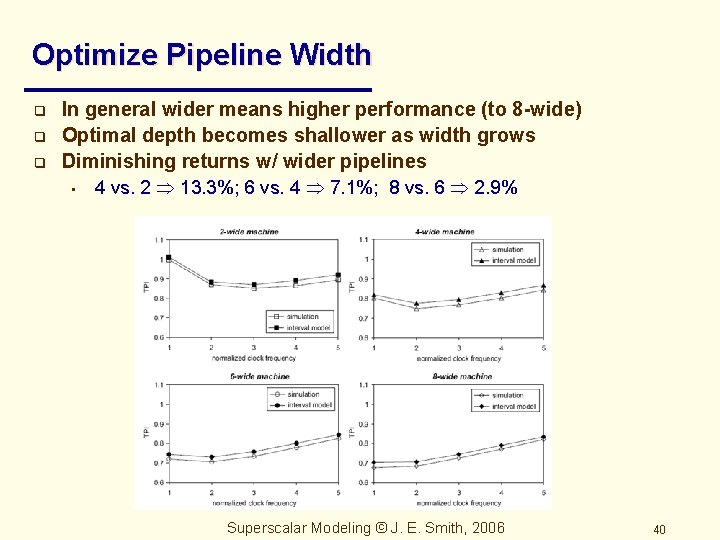 Optimize Pipeline Width q q q In general wider means higher performance (to 8