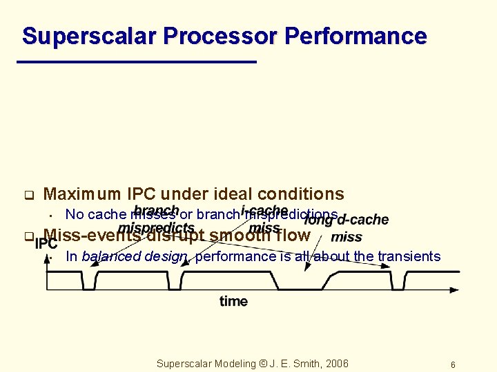 Superscalar Processor Performance q Maximum IPC under ideal conditions • q No cache misses