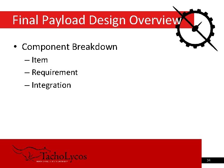 Final Payload Design Overview • Component Breakdown – Item – Requirement – Integration 9/4/2021