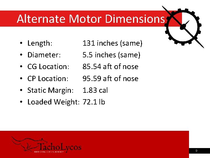 Alternate Motor Dimensions • • • 9/4/2021 Length: Diameter: CG Location: CP Location: Static