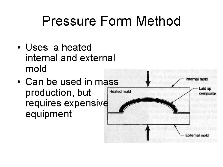Pressure Form Method • Uses a heated internal and external mold • Can be