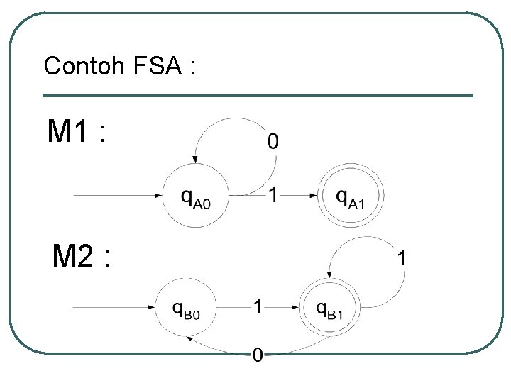 Contoh FSA : M 1 : M 2 : 