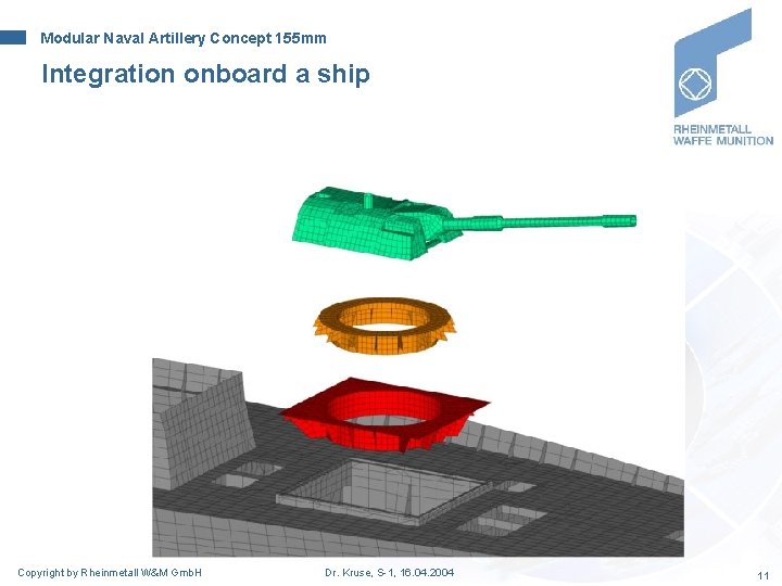 Modular Naval Artillery Concept 155 mm Integration onboard a ship Copyright by Rheinmetall W&M Modular Naval Artillery Concept 155 mm Integration onboard a ship Copyright by Rheinmetall W&M