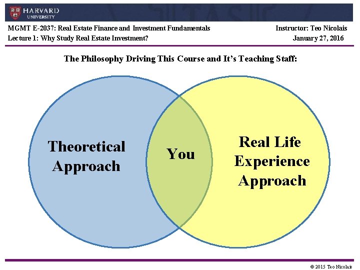 MGMT E-2037: Real Estate Finance and Investment Fundamentals Lecture 1: Why Study Real Estate