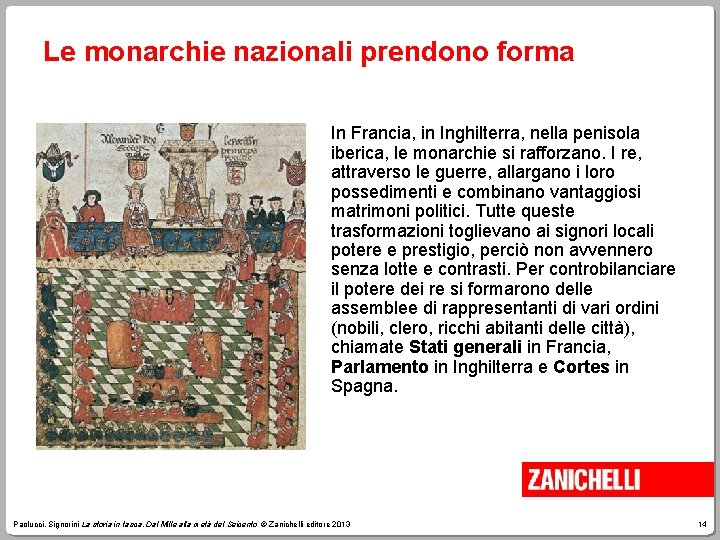 Le monarchie nazionali prendono forma In Francia, in Inghilterra, nella penisola iberica, le monarchie