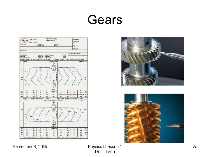 Gears September 8, 2009 Physics I Lesson 1 Dr J. Tison 25 