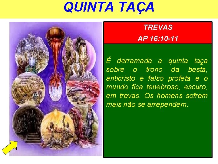 QUINTA TAÇA TREVAS AP 16: 10 -11 É derramada a quinta taça sobre o