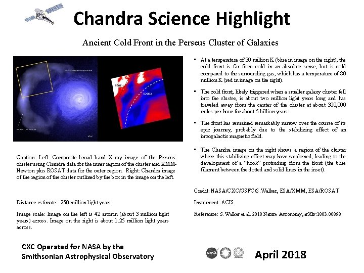 Chandra Science Highlight Ancient Cold Front in the Perseus Cluster of Galaxies • At