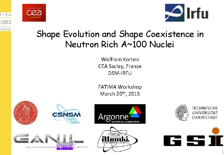 Shape Evolution and Shape Coexistence in Neutron Rich A~100 Nuclei Wolfram Korten CEA Saclay,