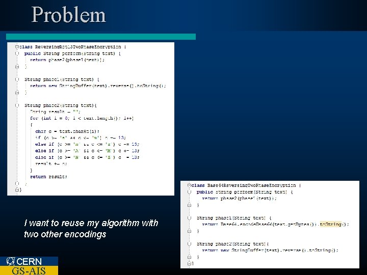 Problem I want to reuse my algorithm with two other encodings CERN GS-AIS 