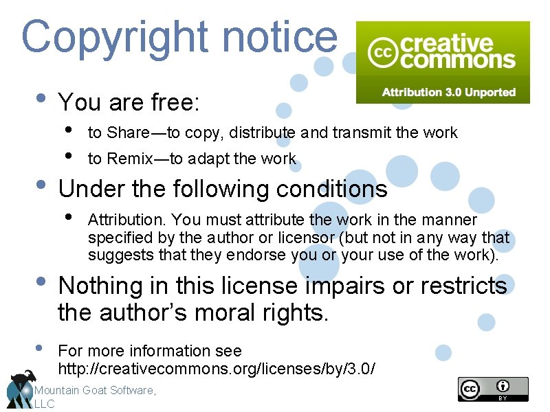 Copyright notice • You are free: • • to Share―to copy, distribute and transmit