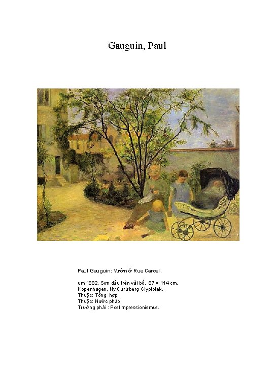 Gauguin, Paul Gauguin: Vườn ở Rue Carcel. um 1882, Sơn dầu trên vải bố,