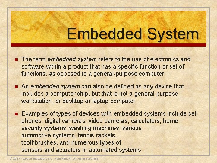 Embedded System n The term embedded system refers to the use of electronics and