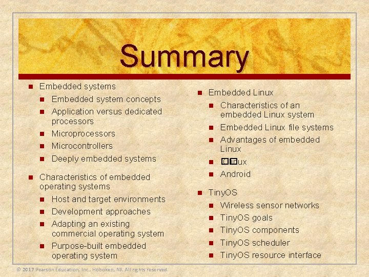 Summary n Embedded systems n Embedded system concepts n Application versus dedicated processors n