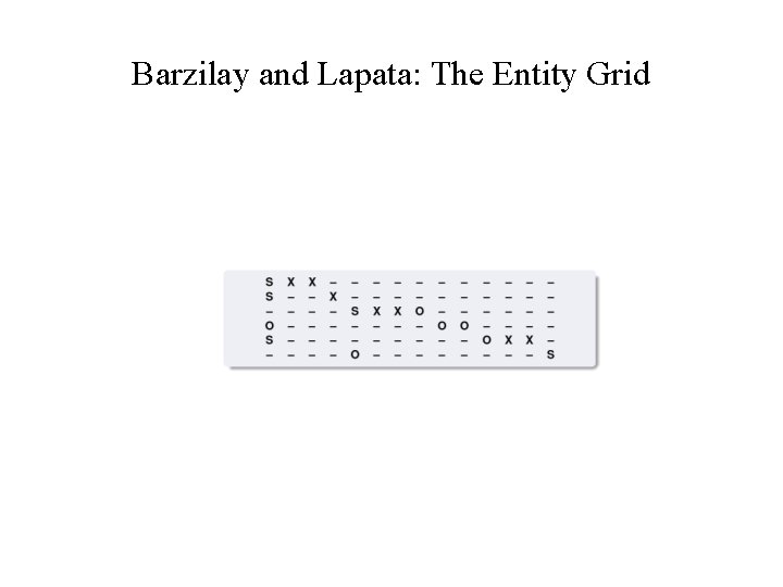 Barzilay and Lapata: The Entity Grid 