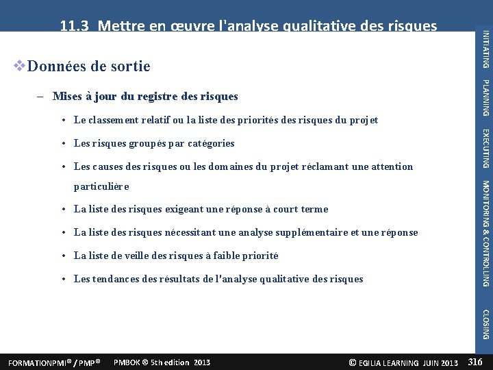  Données de sortie • Le classement relatif ou la liste des priorités des