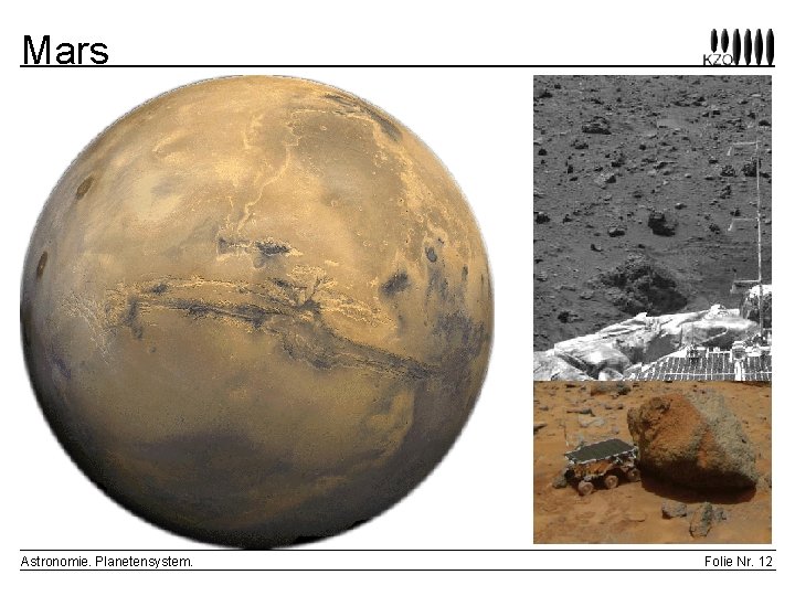 Mars Astronomie. Planetensystem. Folie Nr. 12 