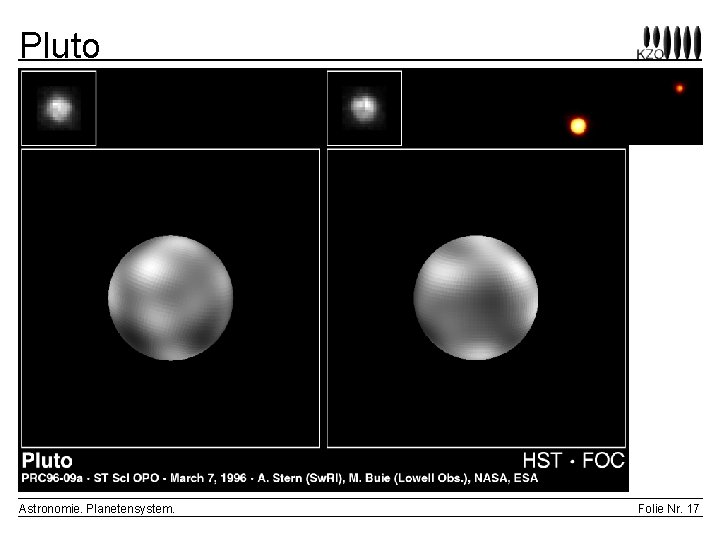 Pluto Astronomie. Planetensystem. Folie Nr. 17 