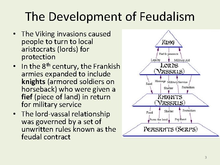 The Development of Feudalism • The Viking invasions caused people to turn to local