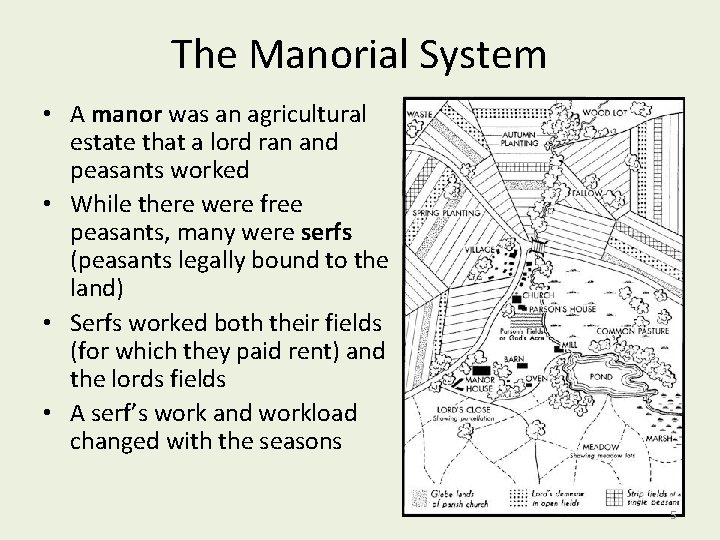 The Manorial System • A manor was an agricultural estate that a lord ran