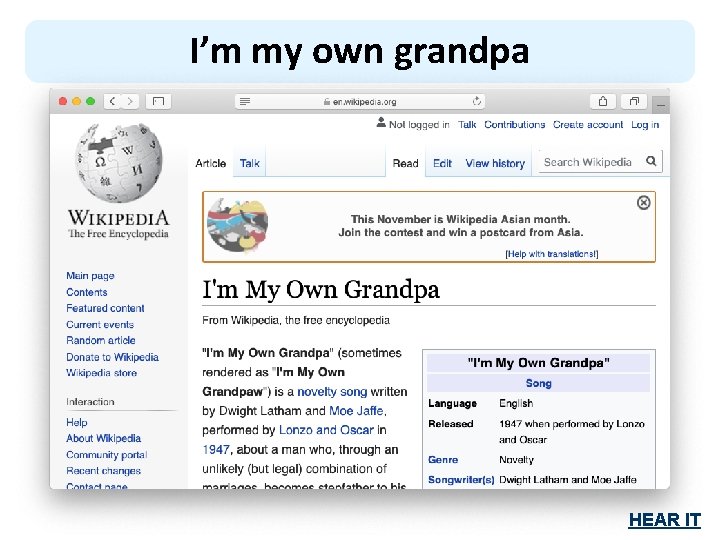 I’m my own grandpa HEAR IT 