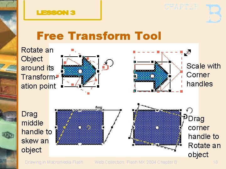 Free Transform Tool Rotate an Object around its Transformation point Scale with Corner handles