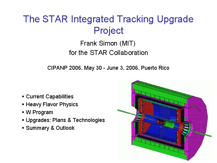 The STAR Integrated Tracking Upgrade Project Frank Simon (MIT) for the STAR Collaboration CIPANP