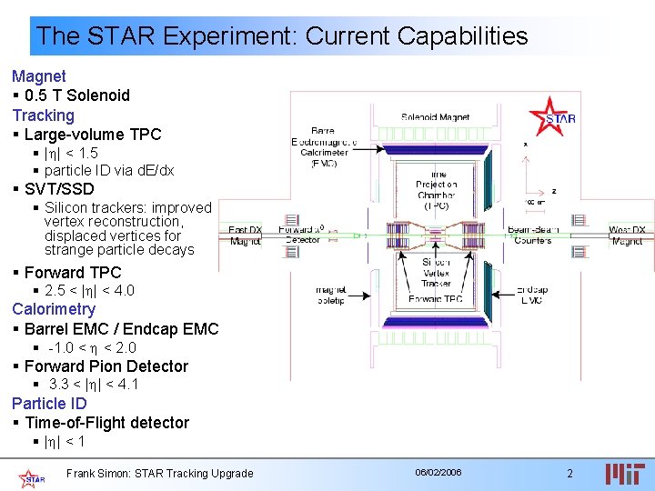 The STAR Experiment: Current Capabilities Magnet § 0. 5 T Solenoid Tracking § Large-volume