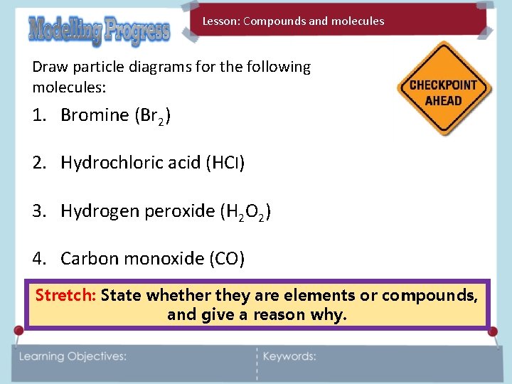 Lesson: Molecules Compounds and molecules January 2022 Draw particle diagrams for the following molecules: