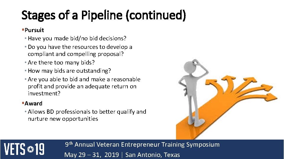 Stages of a Pipeline (continued) §Pursuit • Have you made bid/no bid decisions? • Stages of a Pipeline (continued) §Pursuit • Have you made bid/no bid decisions? •