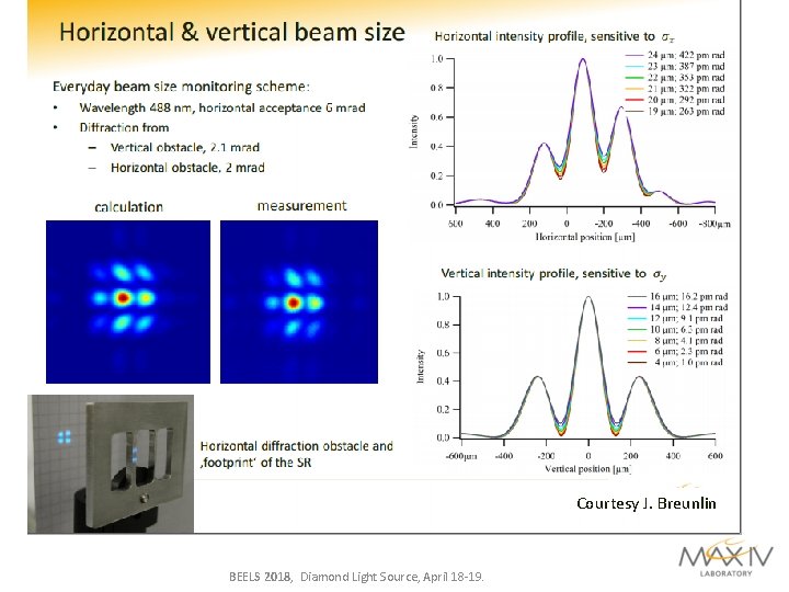 Courtesy J. Breunlin BEELS 2018, Diamond Light Source, April 18 -19. 