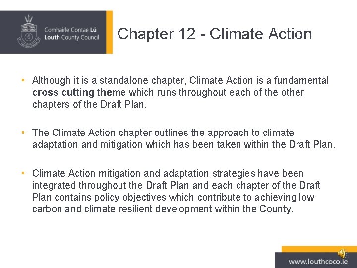 Chapter 12 - Climate Action • Although it is a standalone chapter, Climate Action