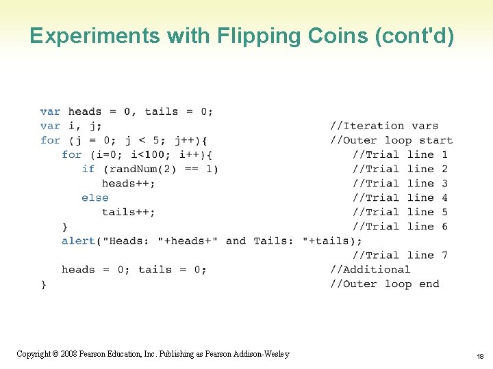 Experiments with Flipping Coins (cont'd) 1 -18 Copyright © 2008 Pearson Education, Inc. Publishing