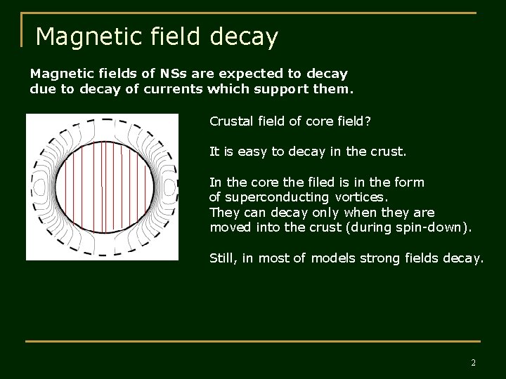 Magnetic field decay Magnetic fields of NSs are expected to decay due to decay
