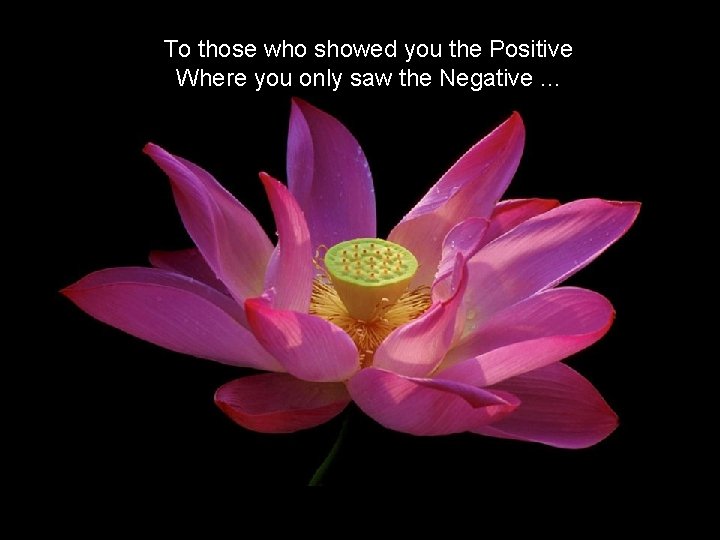 To those who showed you the Positive Where you only saw the Negative. .