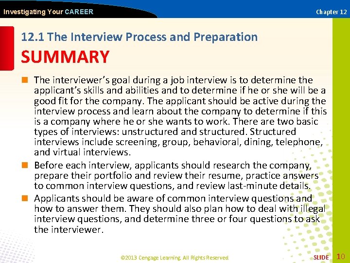 12 CHAPTER Interviewing for a Job Lesson 12