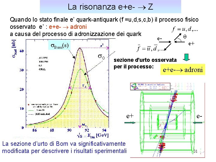 La risonanza e+e- Z Quando lo stato finale e’ quark-antiquark (f =u, d, s,