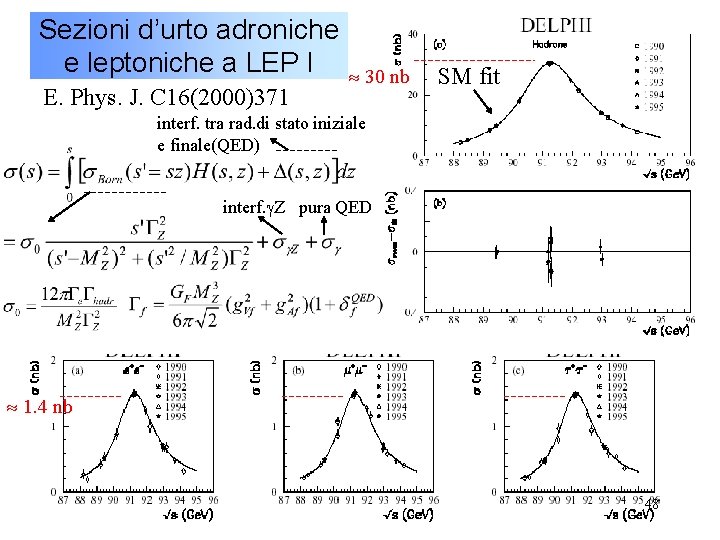 Sezioni d’urto adroniche e leptoniche a LEP I E. Phys. J. C 16(2000)371 30