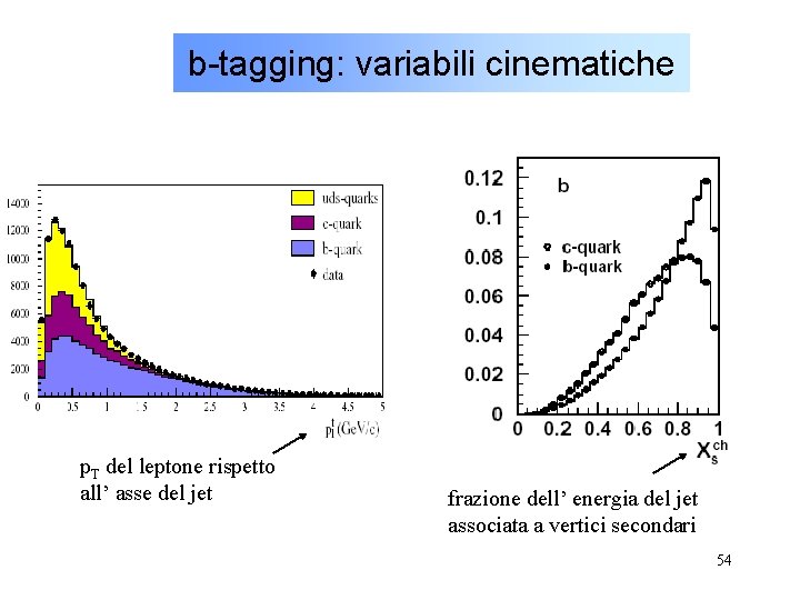 b-tagging: variabili cinematiche p. T del leptone rispetto all’ asse del jet frazione dell’